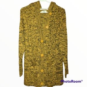 Zoey Button Front Hooded Sweater Size Large Women's